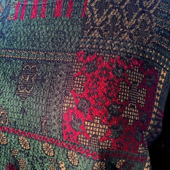 Size XL/1X/2X Vintage BonWorth Green Red Gold Christmas Sweater Tee - Picture 6 of 6